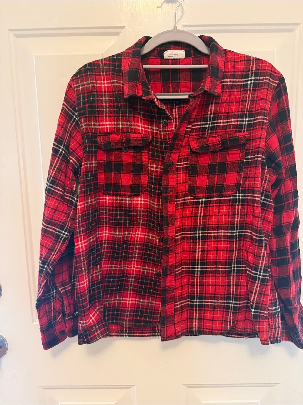 GAP teen 18-20 Red and Black Plaid Button-Down Shirt flannel